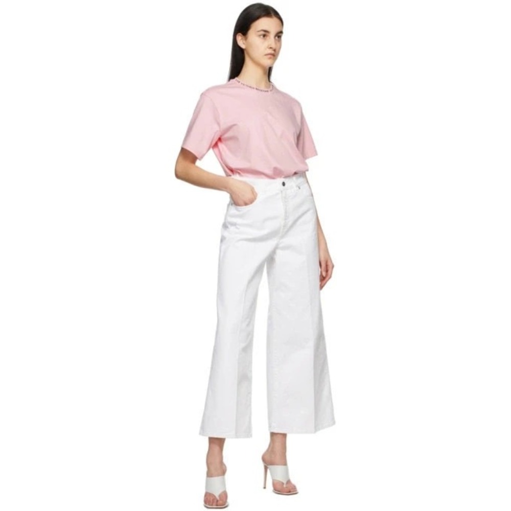 Victoria Beckham Portland Mid Rise Wide Leg White Jeans Size 30